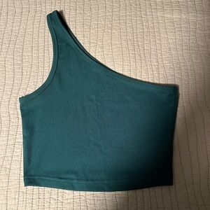 Size Medium One Shoulder Green Crop Top